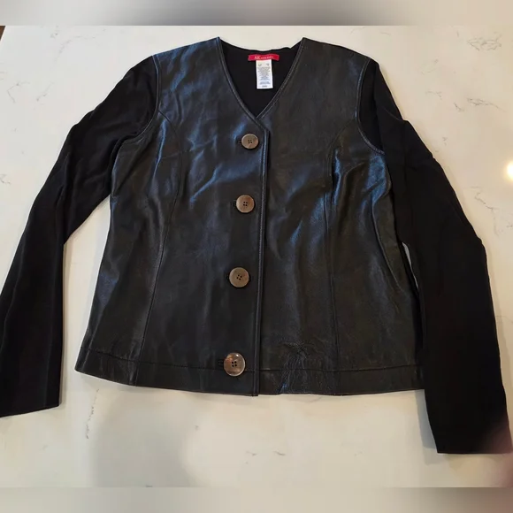 Anne Klein Women's Genuine Leather Jacket Sweater - Item 057 - Picture 7 of 14